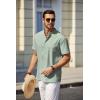 imageCOOFANDY Mens White Solid Casual Short Sleeve Band Collar Henley Shirt with PocketLight Green