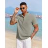 imageCOOFANDY Mens White Solid Casual Short Sleeve Band Collar Henley Shirt with PocketLight Grey