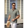 imageCOOFANDY Mens White Solid Casual Short Sleeve Band Collar Henley Shirt with PocketLight Grey