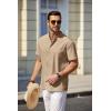 imageCOOFANDY Mens White Solid Casual Short Sleeve Band Collar Henley Shirt with PocketMoon Grey
