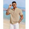 imageCOOFANDY Mens White Solid Casual Short Sleeve Band Collar Henley Shirt with PocketMoon Grey