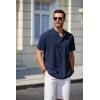 imageCOOFANDY Mens White Solid Casual Short Sleeve Band Collar Henley Shirt with PocketNavy Blue