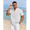 imageCOOFANDY Mens White Solid Casual Short Sleeve Band Collar Henley Shirt with PocketWhite