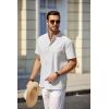 imageCOOFANDY Mens White Solid Casual Short Sleeve Band Collar Henley Shirt with PocketWhite