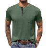 imageCOOFANDY Men Casual Shirt Short Sleeve Summer Basic T Shirt Pocket Soild Tee TopArmy Green
