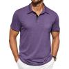 imageCOOFANDY Men Short Sleeve Polo Shirt Casual Summer Collar Shirts Dress Button Polo T Shirt Classic Golf ShirtsPurple
