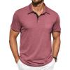 imageCOOFANDY Men Short Sleeve Polo Shirt Casual Summer Collar Shirts Dress Button Polo T Shirt Classic Golf ShirtsRed