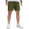 imageCOOFANDY Mens Casual Cotton Shorts 5 Inch Summer Beach Shorts Lightweight Drawstring Elastic Waist Chino Golf ShortsArmy Green