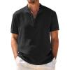 imageCOOFANDY Mens Casual Henley Shirt Band Collar Short Sleeve Shirt Summer Beach Hippie TShirtBlack