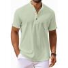 imageCOOFANDY Mens Casual Henley Shirts Short Sleeve Summer Beach TShirts Banded Collar Henleys Button Tee ShirtLight Green