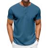 imageCOOFANDY Mens Casual Henley TShirts Summer Short Sleeve Cotton Shirts Basic Button Tee TopsCaptains Blue