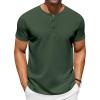 imageCOOFANDY Mens Casual Henley TShirts Summer Short Sleeve Cotton Shirts Basic Button Tee TopsDark Green