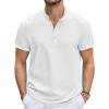 imageCOOFANDY Mens Casual Henley Tee Shirt Band Collar Short Sleeve Summer Beach Hippie T ShirtsWhite