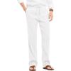 imageCOOFANDY Mens Casual Linen Summer Beach Pants Lightweight Drawstring Elastic Waist Yoga TrousersWhite