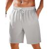 imageCOOFANDY Mens Casual Shorts Elastic Waist Drawstring Textured Summer Beach ShortLight Grey