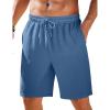 imageCOOFANDY Mens Casual Shorts Elastic Waist Drawstring Textured Summer Beach ShortNavy