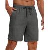 imageCOOFANDY Mens Casual Summer Beach Linen Shorts 9 Inch Lightweight Drawstring Elastic Waist Shorts with PocketsDeep Grey
