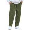 imageCOOFANDY Mens Corduroy Pants Elastic Waist Drawstring Harem Pants Fashion Loose Casual Long Trousers with 4 PocketsArmy Green