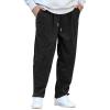 imageCOOFANDY Mens Corduroy Pants Elastic Waist Drawstring Harem Pants Fashion Loose Casual Long Trousers with 4 PocketsBlack
