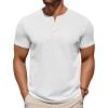 imageCOOFANDY Mens Cotton Henley TShirts Short Sleeve Button Casual Basic Tees Work Shirts with Split SideAll White