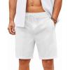 imageCOOFANDY Mens Cotton Linen Shorts 8 Inch Inseam Stretch Casual Dress Summer Beach Golf Shorts with PocketsWhite