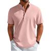 imageCOOFANDY Mens Henley Shirt Short Sleeve Casual TShirt Summer Beach Hippie Henley Tee ShirtLight Pink