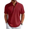 imageCOOFANDY Mens Henley Shirt Short Sleeve Casual TShirt Summer Beach Hippie Henley Tee ShirtWine Red