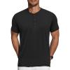 imageCOOFANDY Mens Henley Shirts Short Sleeve Casual Basic Tee Summer Button Henley Soild T ShirtsBlack