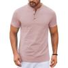 imageCOOFANDY Mens Henley Shirts Short Sleeve Casual Button Down Shirts Lightweight Summer Basic TeePink