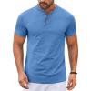 imageCOOFANDY Mens Henley Shirts Short Sleeve Casual Button Down Shirts Lightweight Summer Basic TeeSky Blue