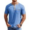 imageCOOFANDY Mens Henley Shirts Short Sleeve Casual Button TShirts Basic Tee Shirts Summer Vintage T Shirts with PocketBlue