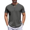 imageCOOFANDY Mens Henley Shirts Short Sleeve Collarless Button TShirt Fashion Casual Basic Tee TopsDark Grey