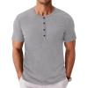 imageCOOFANDY Mens Henley Shirts Short Sleeve Fashion Casual TShirts Summer Button Basic TeeLight Grey