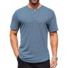 imageCOOFANDY Mens Henley Shirts Short Sleeve Ribbed Stretch TShirt Casual Summer Basic TeeGrey Blue