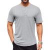 imageCOOFANDY Mens Henley Shirts Short Sleeve Ribbed Stretch TShirt Casual Summer Basic TeeLight Grey