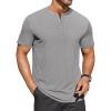 imageCOOFANDY Mens Henley Shirts Short Sleeve Ribbed TShirts Bodybuilding Workout Tee ShirtsLight Gray