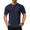 imageCOOFANDY Mens Henley Shirts Short Sleeve Ribbed TShirts Bodybuilding Workout Tee ShirtsNavy Blue