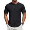 imageCOOFANDY Mens Henley Shirts Short Sleeve Tshirt Basic Button Tees Summer Ribbed Pocket T Shirt Casual Stretch TopsBlack