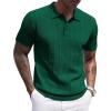 imageCOOFANDY Mens Knit Polo Shirts Short Sleeve Ribbed Textured Polo Shirt Lightweight Casual Golf Shirts Collared T ShirtDark Green