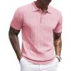 imageCOOFANDY Mens Knit Polo Shirts Short Sleeve Ribbed Textured Polo Shirt Lightweight Casual Golf Shirts Collared T ShirtDark Pink