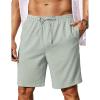 imageCOOFANDY Mens Linen Shorts 9quot Elastic Waist Drawstring Casual Shorts Lightweight Summer Beach ShortsLight Green
