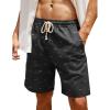 imageCOOFANDY Mens Linen Shorts Casual Elastic Waist Drawstring Summer Beach ShortsBlack Fish Bone