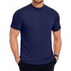 imageCOOFANDY Mens Mock Neck T Shirt Short Sleeve Slim Fit Basic Casual TShirts Solid Color Pullover TeeAnavy Blue