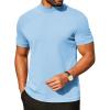 imageCOOFANDY Mens Mock Turtleneck Shirts Casual Premium Cotton Short Sleeve Shirt 2025 Basic Half Neck TShirtsLight Blue