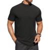 imageCOOFANDY Mens Mock Turtleneck Shirts Short Sleeve Casual Basic TShirts Ribbed Solid Pullover TopsBlack