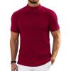imageCOOFANDY Mens Mock Turtleneck Sweater Short Sleeve Turtle Neck Sweaters Casual Ribbed Knitted Pullover Tops Solid Basic TeeDark Red