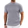 imageCOOFANDY Mens Mock Turtleneck Sweater Short Sleeve Turtle Neck Sweaters Casual Ribbed Knitted Pullover Tops Solid Basic TeeLight Grey