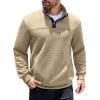 imageCOOFANDY Mens Quarter Sweatshirt Quilted Long Sleeve Mock Neck Active Sweater Waffle Pullover Polo Shirts With PocketsCoffee