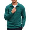imageCOOFANDY Mens Quarter Zip Pullover Casual Long Sleeve Sweater Slim Fit Sweater Mock Neck Polo SweaterPeacock Blue