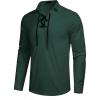 imageCOOFANDY Mens Scottish Jacobite Ghillie Kilt Shirts Medieval Renaissance Pirate Costume Long Sleeve Lace Up Henley ShirtDeep Green